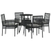 Juego de Comedor de 5 Piezas Negro Poliratán