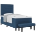 Cama con Somier con Colchón y Banco Azul 90x200 cm Tela
