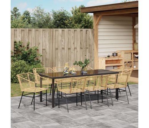 Conjunto de Comedor de Jardín de 9 Piezas Marrón Poliratán