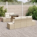 Conjunto de Sofá de Jardín de 6 Piezas con Cojines Beige Polirratan