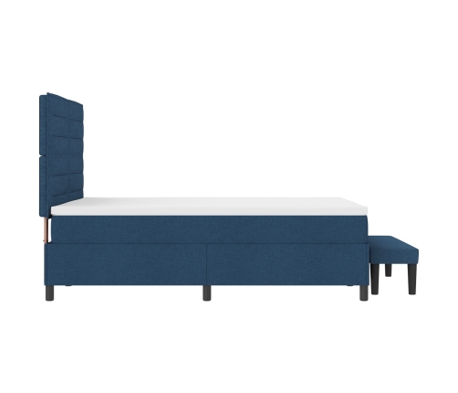 Cama con Sommier  con Colchón & Banco Azul 160x200 cm Tela