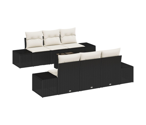 Conjunto de Sofá de Jardín  Juego de 7 Negro y Blanco