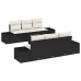 Conjunto de Sofá de Jardín  Juego de 7 Negro y Blanco