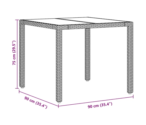 Conjunto de Comedor de Jardín de 3 Piezas con Cojines Gris de Poliratán