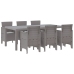 Conjunto de Comedor de Jardín de 7 Piezas  con Cojines Gris Claro de Ratan Sintético