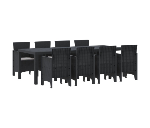 Juego de Comedor de Jardín de 9 Piezas con Cojines Anthracite Poly Rattan