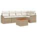 Set de sofá de jardín  de 6 piezas con cojines Beige Ratán PE Acacia