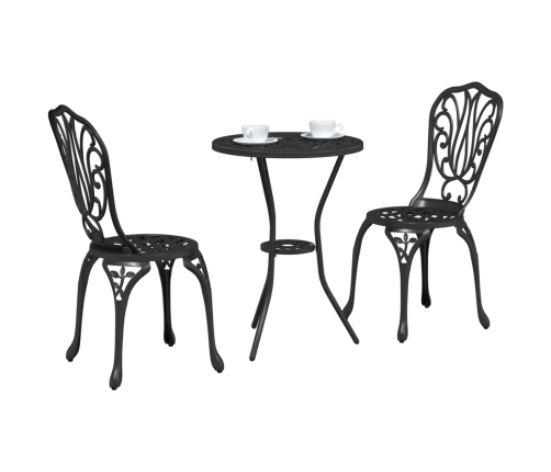 Set de Bistro de Jardín de 3 Piezas  en Aluminio Fundido Negro