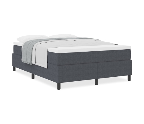 Cama Box Spring con Colchón Gris Oscuro 160x200 cm Tejido de corduroy