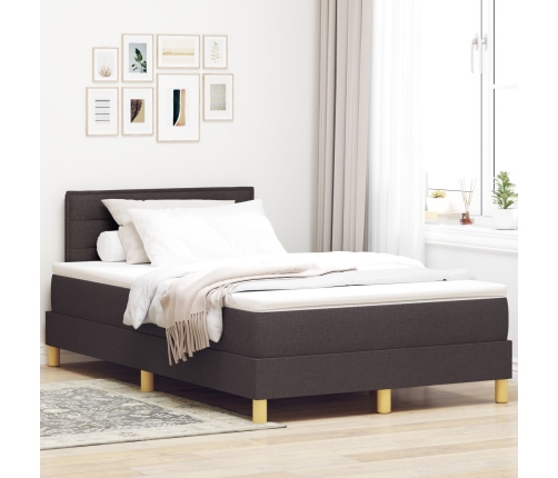 Cama con base de muelles  con colchón marrón oscuro 120x200 cm de tela