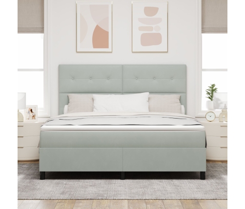 Cama Box Spring  con colchón Gris Claro Super King Terciopelo