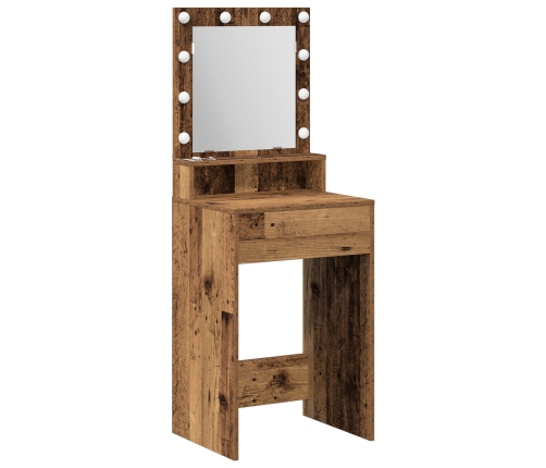 Mesa de Tocador  con Luces LED - Madera Vieja, 50x41x135 cm
