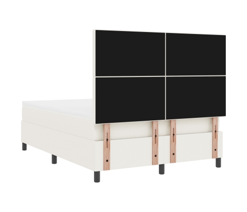 Cama con Box Spring  con Colchón&LED Crema 140x200 cm Tela de Terciopelo