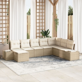 Conjunto de Sofá de Jardín  Juego de 8 Beige y crema