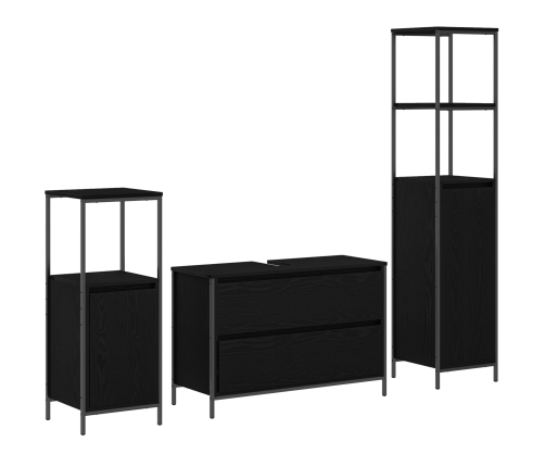 Conjunto de muebles de baño de 3 piezas  en madera ingenierada de roble negro