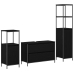 Conjunto de muebles de baño de 3 piezas  en madera ingenierada de roble negro