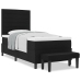 Cama Box Spring  con Colchón y Banco Negro 90x200 cm Tela