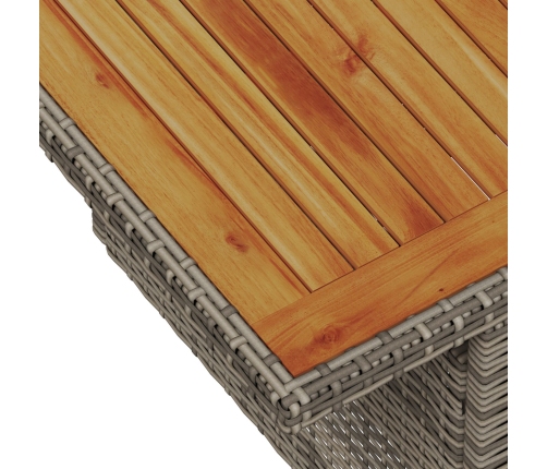 Conjunto de Comedor Jardín de 5 Piezas con Cojines Gris Ratán de Poliéster Acacia