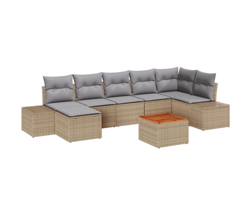 Conjunto de Sofá de Jardín  Juego de 8 Beige y gris Ratán y tela
