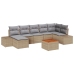 Conjunto de Sofá de Jardín  Juego de 8 Beige y gris Ratán y tela