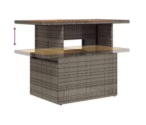 Conjunto de Comedor de Jardín de 6 Piezas con Cojines Gris Poliratán Acacia