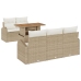 Conjunto de Comedor de Jardín de 6 Piezas con Cojines Beige Ratán Poli Acacia