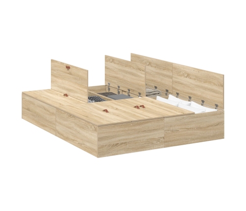 Estructura de cama  Roble de Sonoma Madera elaborada Doble