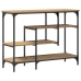 Mesa de Consola  Roble Artesanal 100x35x75 cm Madera Elaborada y Acero