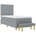 Cama con Somier  con Colchón y Banco Gris Claro 90x200 cm Tela