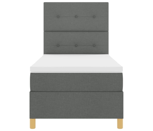 Cama con Box Spring y Colchón Gris Oscuro 100x200 cm Tela