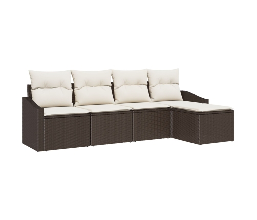 Conjunto de Sofá de Jardín  Set de 5 Marrón Ratán