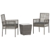 Set de Bistro de Jardín de 3 Piezas con Cojines en Gris de Poliratán