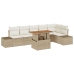 Set de Jardín de 7 Piezas con Cojines Beige Ratán Sintético Acacia