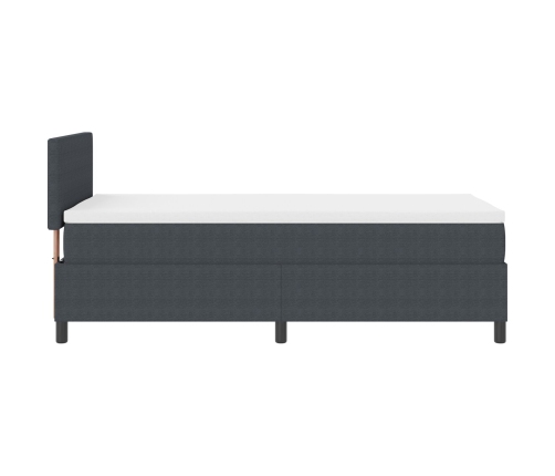 Cama con Base de Resortes  con Colchón & Luz LED Gris Oscuro 90x200 cm Tela de Pana