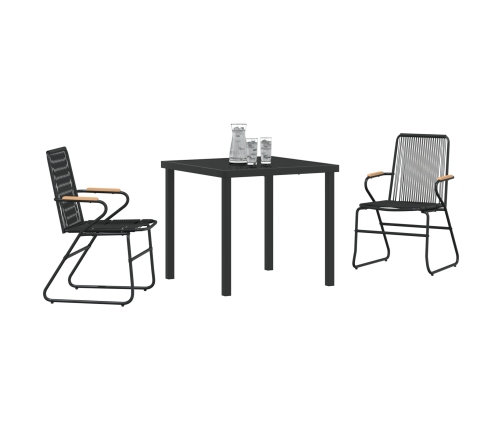 Conjunto de Comedor de Jardín  de 3 Piezas Negro Rattan de PVC