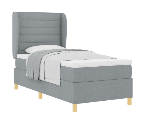 Cama con sommier y colchón  en gris claro, 100x200 cm, tela