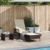 Tumbona Marrón y crema Ratán PE 157 x 55 x 92 cm Plegable
