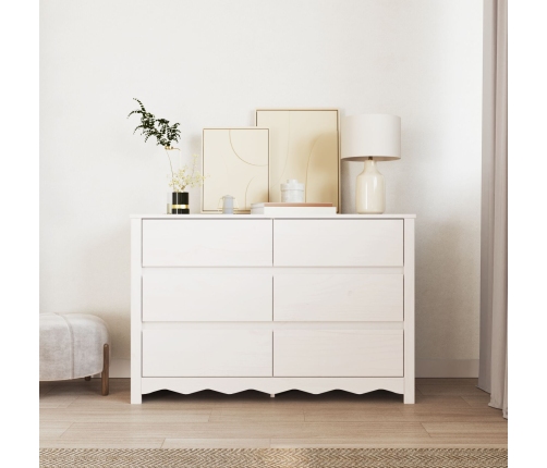 Comoda  ""DRAMMEN"" Blanca 111x43x73,5 cm de Madera Sólida de Pino