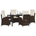 Set de Comedor de Jardín de 5 Piezas con Cojines Marrón Poliratán