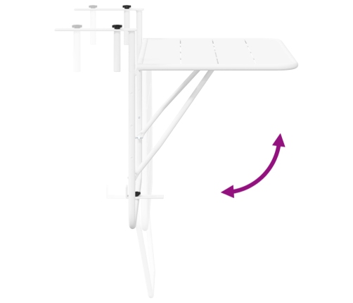 Mesa de Balcón Colgante  Plegable Blanca 60x40 cm Acero