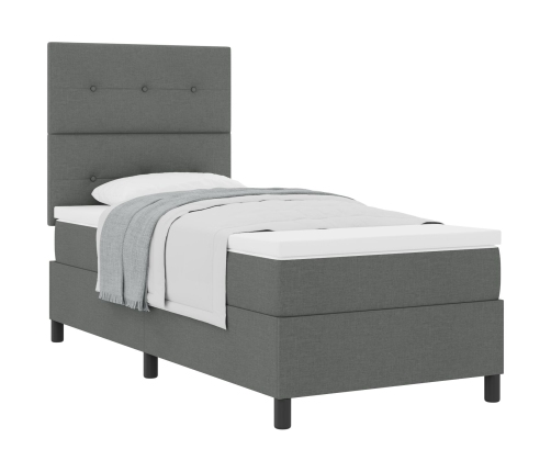 Cama de Base de Resorte  con Colchón Gris Oscuro 100x200 cm Tela