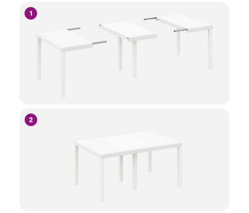 Juego de Comedor de Jardín  de 7 Piezas con Cojines Blanco Poliratán