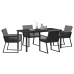 Juego de Comedor de Jardín  de 5 Piezas con Cojines Negro Poliratán