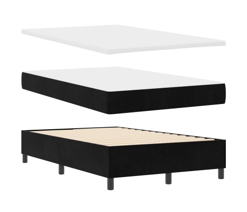 Cama Box Spring  con Colchón Negra 120x200 cm Terciopelo