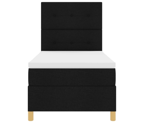 Estructura de Cama con Colchón Negro Tela 90 x 200 cm