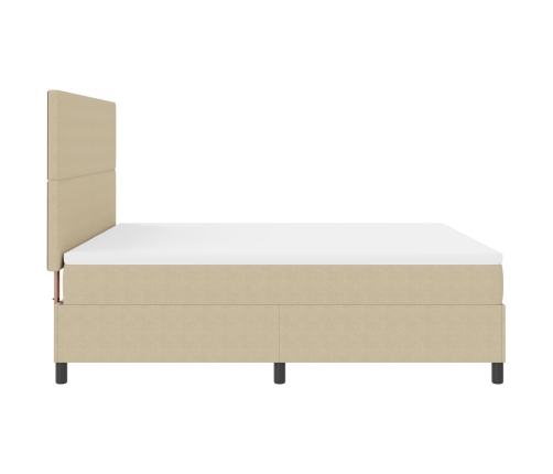 Cama con Box Spring  con Colchón Verde Claro Gris Super King Tela de Corduroy