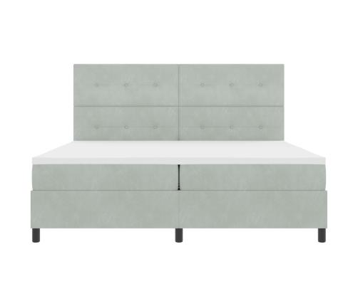 Cama Box Spring  con Colchón Gris Claro 200x200 cm Terciopelo