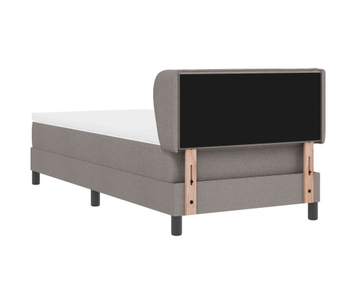 Cama con somier y colchón  en taupe 90x190 cm de tela