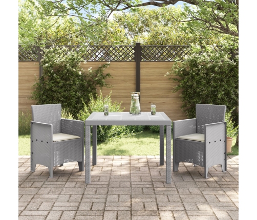 Juego de Comedor de Jardín de 3 Piezas con Cojines Gris Claro