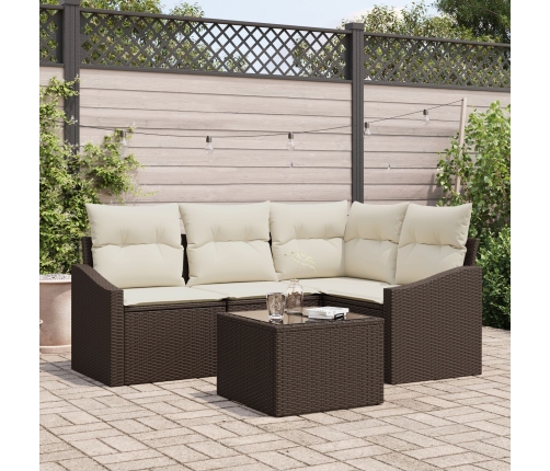Set de Sofás de Jardín de 4 Piezas con Cojines Gris Poli Ratán